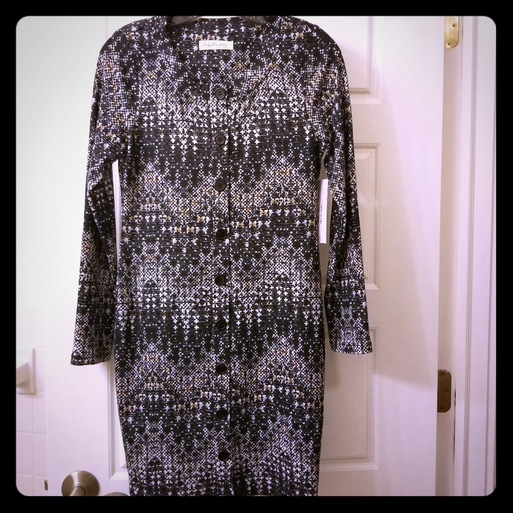 Patterned grey knit dress